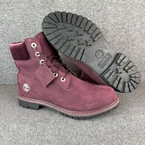 Timberland Nubuck Leather Women's 9 Plum Waterproof Ankle Boots